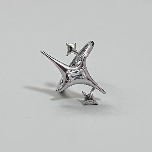 Silver Chunky Star Ring Irregular Silver Star Ring Y2k Rings Grunge Rings Adjustable Open Ring Sparkling Hollow Star Knuckle Ring Jewelry for Women in Kuwait