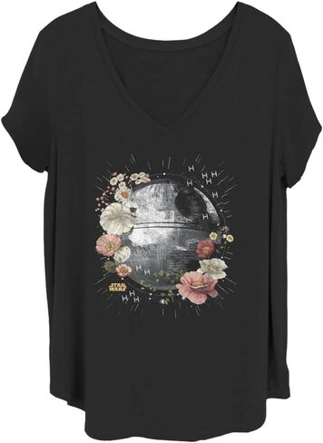 Star Wars Women's Floral Death Star Junior بالإضافة إلى قميص تي شيرت قصير الأكمام in Saudi Arabia