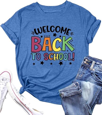 Back to School Teacher Shirt Women First Day of School T-Shirts Funny Teachers Gift Blouse Tops in Saudi Arabia