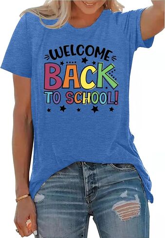 Back to School Teacher Shirt Women First Day of School T-Shirts Funny Teachers Gift Blouse Tops in Saudi Arabia