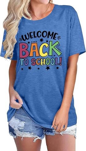 Back to School Teacher Shirt Women First Day of School T-Shirts Funny Teachers Gift Blouse Tops in Saudi Arabia