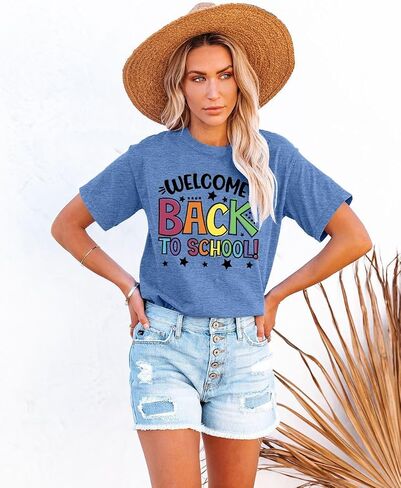 Back to School Teacher Shirt Women First Day of School T-Shirts Funny Teachers Gift Blouse Tops in Saudi Arabia
