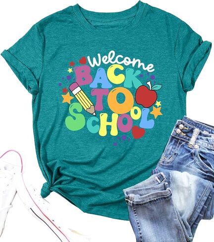 Back to School Teacher Shirt Women First Day of School T-Shirts Funny Teachers Gift Blouse Tops in Saudi Arabia