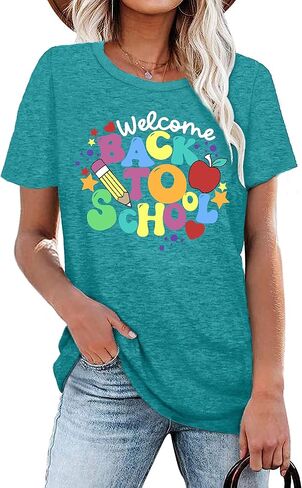 Back to School Teacher Shirt Women First Day of School T-Shirts Funny Teachers Gift Blouse Tops in Saudi Arabia