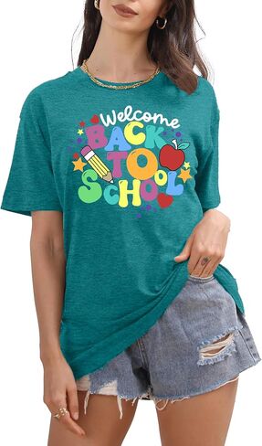 Back to School Teacher Shirt Women First Day of School T-Shirts Funny Teachers Gift Blouse Tops in Saudi Arabia
