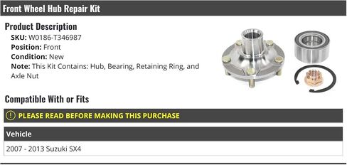 Front Wheel Bearing Hub Repair Kit - Compatible with 2007-2013 Suzuki SX4 in Saudi Arabia