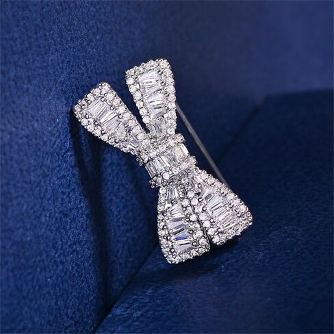 Rhinestone Tiny Bow Brooch Pin for Women Cubic Zirconia Minimalist Ribbon Knot Lapel Pins Cost Clothing Shirt Suit Safety Clip Dainty Accessory Jewelry in Saudi Arabia