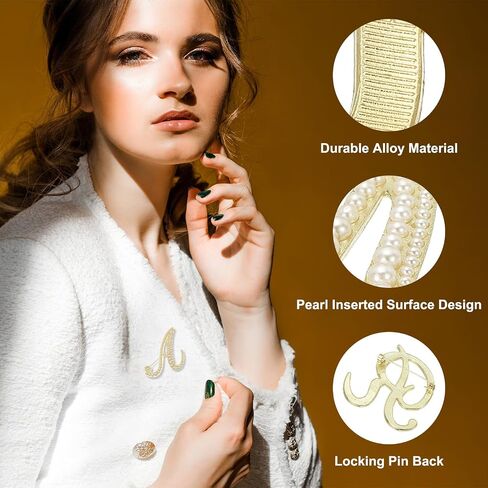 PATIKIL Letter Brooch Pins, Pearl Initial Alphabet Letter Lapel Badges Pin for Women Men Girl Wife Suits Clothes Dress Bouquet Coat Hat Bag Craft Party in Saudi Arabia