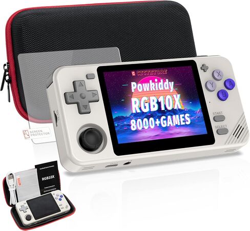 Powkiddy RGB10X Handheld Game Console – 8000+ Games, 3.5" IPS Screen, 2800mAh Long Battery Life, 64-Bit System (Black Transparent) in Saudi Arabia