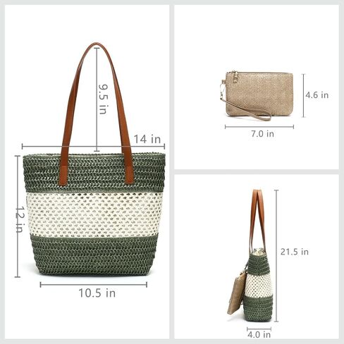 Beach Straw Bags for Women, Summer Travel Bag Woven Straw Purse, Handmade Clutch Beach Tote Bag Shoulder Handbags in Saudi Arabia