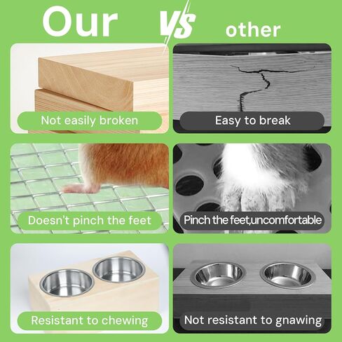3 in 1 Rabbit Litter Box with Hay Feeder and Bowls - Wooden Rabbit Hay Feeder for Guinea Pig, Hamster, Small Animals in Saudi Arabia