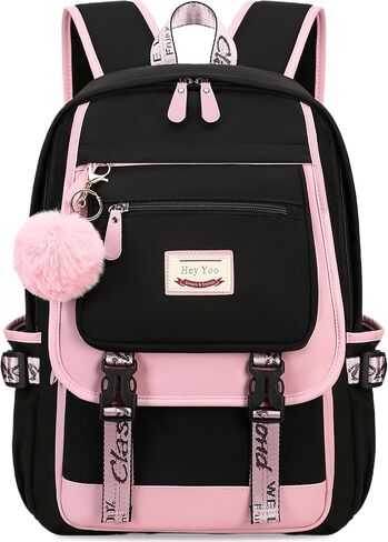 Hey Yoo School Backpacks for Girls Backpack for Teen Girl Bookbag Cute School Backpack for Girls (Pink) in Kuwait