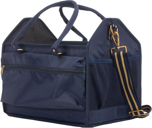Equinavia Darby Large Collapsible Grooming Tote Bag for Horses, Dogs, Cats | Organizer with Shoulder Strap | 9" x 13" x 12" - Black/Silver - One Size in Saudi Arabia