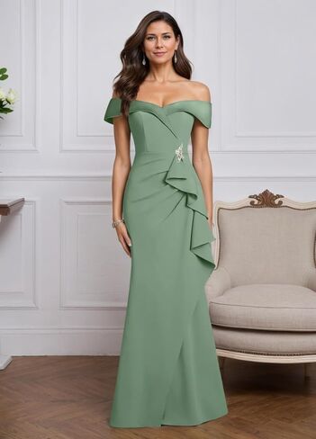 Off The Shoulder Mother of The Bride Dresses for Women Satin Wedding Party Dress Mermaid Long Formal Gown in Saudi Arabia