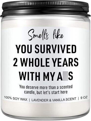 2 Year Anniversary Candle for Him, Her - Cotton Gifts for 2nd Anniversary for Couple, Wife, Husband - 2 Year Cotton Anniv. Gifts for Men, Women, Boyfriend, Girlfriend in Saudi Arabia