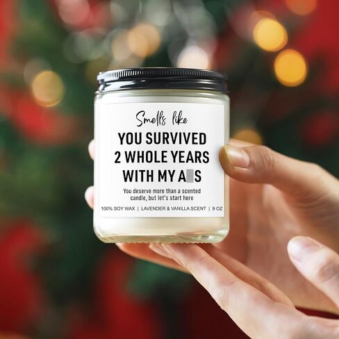 2 Year Anniversary Candle for Him, Her - Cotton Gifts for 2nd Anniversary for Couple, Wife, Husband - 2 Year Cotton Anniv. Gifts for Men, Women, Boyfriend, Girlfriend in Saudi Arabia