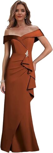 Off The Shoulder Mother of The Bride Dresses for Women Satin Wedding Party Dress Mermaid Long Formal Gown in Saudi Arabia