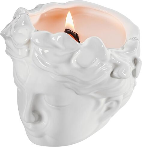 Anthropologie Candles Handmade Vintage Lavender Soy Wax Candle - 60 Hour Burn - Wood Wick Candles That Crackle - Dark Academia Decor - Ceramic Jar - Unique Aesthetic Cute (Black) in Saudi Arabia