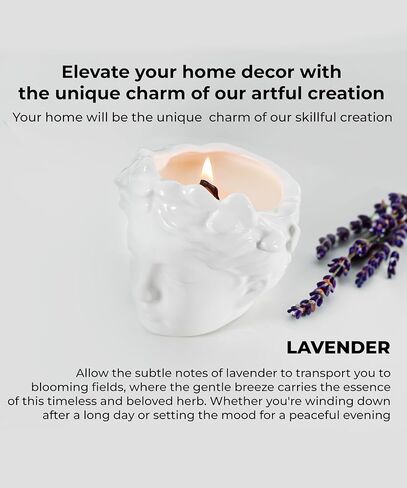 Anthropologie Candles Handmade Vintage Lavender Soy Wax Candle - 60 Hour Burn - Wood Wick Candles That Crackle - Dark Academia Decor - Ceramic Jar - Unique Aesthetic Cute (Black) in Saudi Arabia