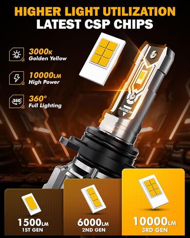 Auxbeam 9006 HB4 Fog Lights, 10000LM 400% Brighter 9006 HB4 Fog Light, Yellow Strong Light Penetration, Super Bright Plug and Play in Saudi Arabia