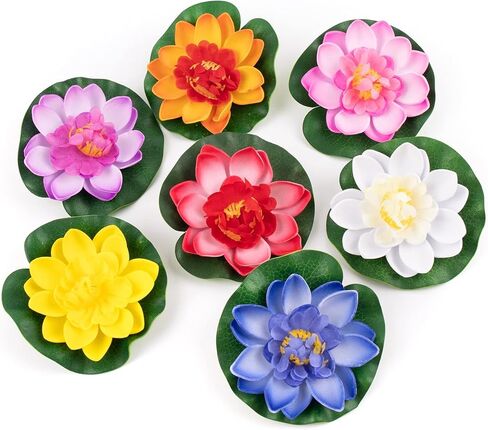 Framendino ، 7 Pack Floatial Foam Foam Lotus Flower Flower Pads for Home Garden Pond Decoration in Saudi Arabia