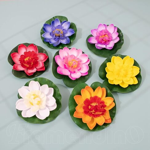 Framendino ، 7 Pack Floatial Foam Foam Lotus Flower Flower Pads for Home Garden Pond Decoration in Saudi Arabia