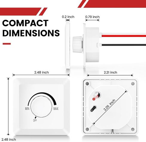 مفتاح Dimmer GZV 12V ، 200 واط PWM تبديل باهت - سطوع قابل للتعديل ليد ، الهالوجين ، الأضواء المتوهجة والشريط - متوافق مع RV ، السيارات ، الشاحنة ، البحرية ، الأسود in Saudi Arabia