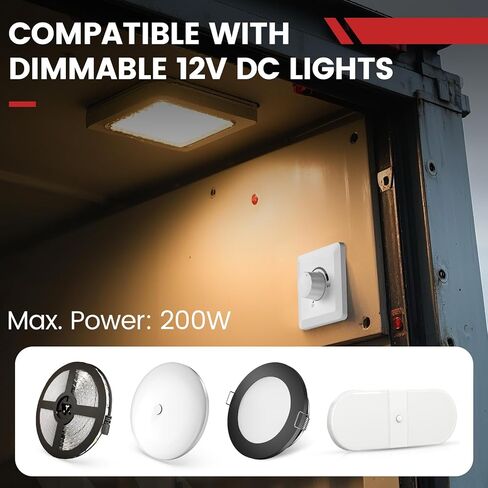 مفتاح Dimmer GZV 12V ، 200 واط PWM تبديل باهت - سطوع قابل للتعديل ليد ، الهالوجين ، الأضواء المتوهجة والشريط - متوافق مع RV ، السيارات ، الشاحنة ، البحرية ، الأسود in Saudi Arabia