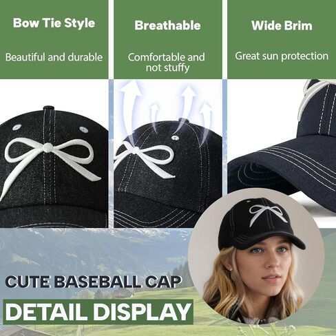 Bow Hat Y2k Baseball Cap Trucker Hats Women Coquette Aesthetic Preppy Sun Hat Cute Baseball Caps for Women in Kuwait