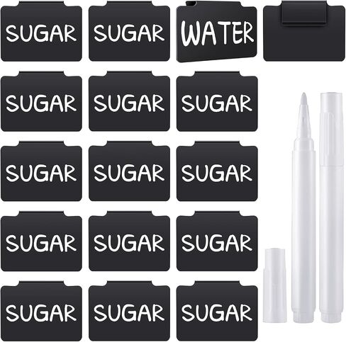 18 Pcs Plastic Basket Bin Label Clip on Removable Basket Label Clip with White Chalk Markers for Kitchen Pantry Storage Fabric Box Hanging Bin in Saudi Arabia