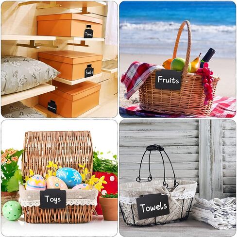 18 Pcs Plastic Basket Bin Label Clip on Removable Basket Label Clip with White Chalk Markers for Kitchen Pantry Storage Fabric Box Hanging Bin in Saudi Arabia
