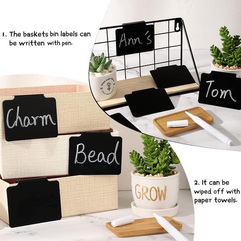 18 Pcs Plastic Basket Bin Label Clip on Removable Basket Label Clip with White Chalk Markers for Kitchen Pantry Storage Fabric Box Hanging Bin in Saudi Arabia
