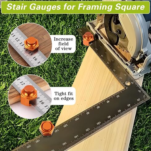 4 Pack Stair/Square Gauge Set for Framing Square, Stair Stringer Layout Tool for Circular Saw, Carpentry Squares and Rafter Layout, Aluminum Alloy Stair Gauge Tool in Kuwait