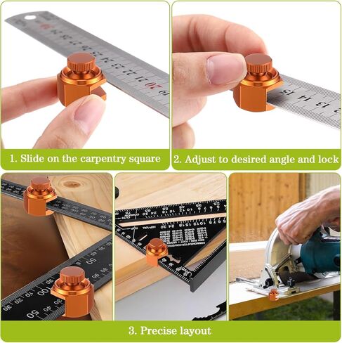 4 Pack Stair/Square Gauge Set for Framing Square, Stair Stringer Layout Tool for Circular Saw, Carpentry Squares and Rafter Layout, Aluminum Alloy Stair Gauge Tool in Kuwait