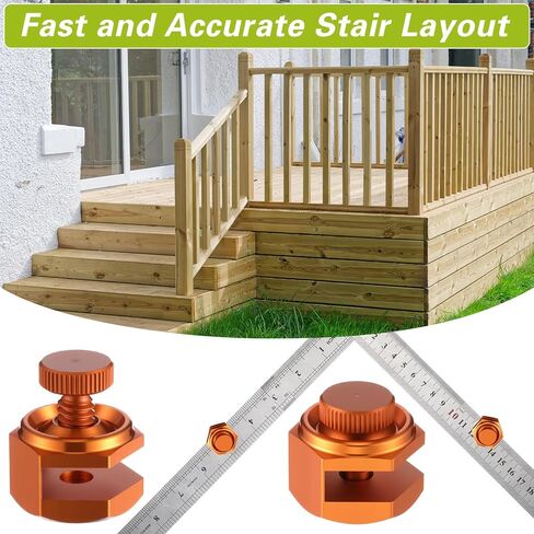 4 Pack Stair/Square Gauge Set for Framing Square, Stair Stringer Layout Tool for Circular Saw, Carpentry Squares and Rafter Layout, Aluminum Alloy Stair Gauge Tool in Kuwait
