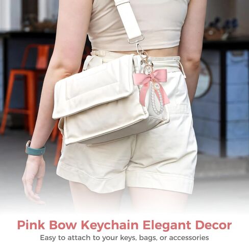Homaisson 12 PCS Bink Bow Keychains ، Coquette Keychains مع Decoration Pearl ، Cheer Bow Keychain ، Pink Fabric Bow zinc keychain brow for الأكياس والمفاتيح والملحقات in Kuwait
