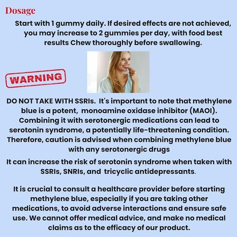 Methylene Blue Gummies 12mg Made in USA Cognitive Support w/Added Vitamin C, NAD,L Methylfolate, Methylcobalamin b12, Mitochondrial Support, Brain Health & Focus, Clarity, methylated Vitamins in Saudi Arabia