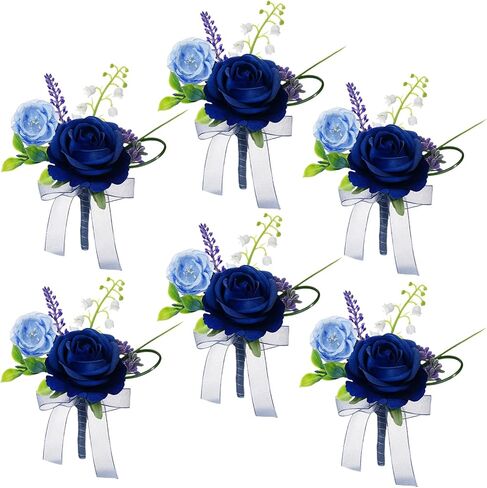 Auroraaria Dusty Rose Boutonniere للرجال ، مجموعة من 6 ، Groom Boutonniere لحفل الزفاف ، الذكرى السنوية ، العودة للوطن ، حفل عشاء رسمي ، ديكور الزفاف ، روز المتربة الاصطناعية in Kuwait