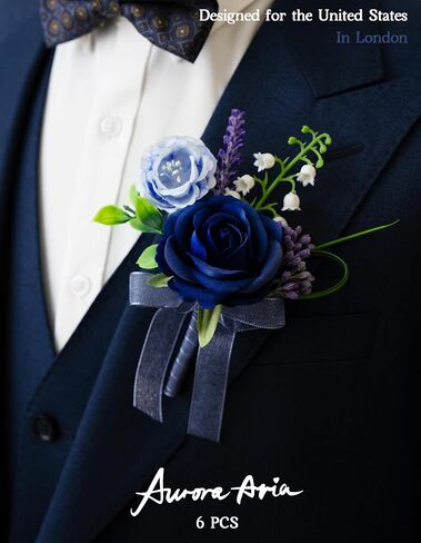 Auroraaria Dusty Rose Boutonniere للرجال ، مجموعة من 6 ، Groom Boutonniere لحفل الزفاف ، الذكرى السنوية ، العودة للوطن ، حفل عشاء رسمي ، ديكور الزفاف ، روز المتربة الاصطناعية in Kuwait