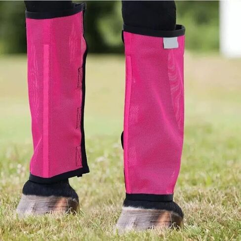 Horse Fly Protection Boots with Leather Frame, Mesh Leg Wraps for Pony and Mini Donkey, Set of 4 (Blue, M) in Saudi Arabia