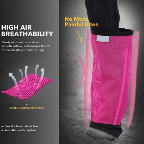Horse Fly Protection Boots with Leather Frame, Mesh Leg Wraps for Pony and Mini Donkey, Set of 4 (Blue, M) in Saudi Arabia