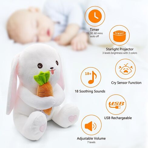 Apunol Baby Sleep Soother ، ضوضاء صوت ضوضاء بيضاء ضوء ليلي ، ومحركات محمولة هدايا الطفل المحمولة لعبة تحمل لعبة مع 18 صوتًا مهدئًا ، وموقتًا تلقائيًا ، ومستشعر صرخة للأطفال in Kuwait
