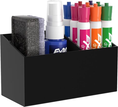HBlife Magnetic Dry Erase Marker Holder with 2 Compartments - Storage Organizer for Whiteboards, Refrigerator, Lockers (2 Mounting Options Magnetic or Screw-On) in Kuwait