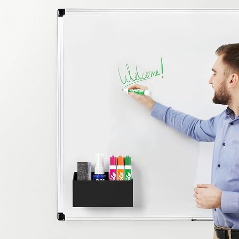 HBlife Magnetic Dry Erase Marker Holder with 2 Compartments - Storage Organizer for Whiteboards, Refrigerator, Lockers (2 Mounting Options Magnetic or Screw-On) in Kuwait