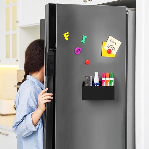 HBlife Magnetic Dry Erase Marker Holder with 2 Compartments - Storage Organizer for Whiteboards, Refrigerator, Lockers (2 Mounting Options Magnetic or Screw-On) in Kuwait