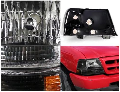SPEC-D ضبط 4pc المصابيح الأمامية السوداء + مصابيح زاوية الإشارة متوافقة مع 1998-2000 فورد رينجر اليسار + مجموعة الزوج الأيمن in Saudi Arabia