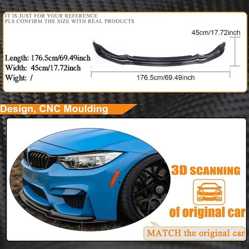 McArcar Kit Carbon Carbon Lip Front Lip متوافق مع 2015-2020 BMW F80 F82 M3 M4 Front Flumber Bumber Lower Protector Dam Dam Cann in Saudi Arabia