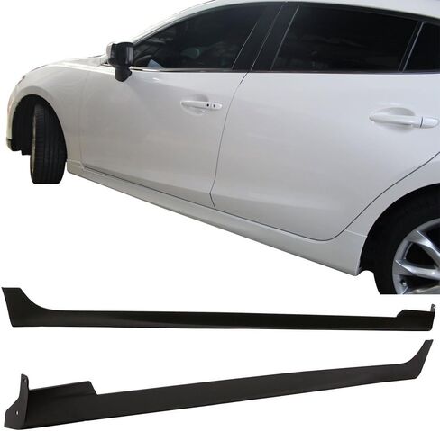 Side Skirts Compatible with 2014-2018 Mazda 3, MP Style Unpainted Black Polypropylene - PP Step Extension Lip Splitters by IKON MOTORSPORTS, 2015 2016 2017 in Saudi Arabia
