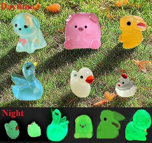 FANIX 20 pcs Luminous Mini Resin Pig,Miniature Pig Glow in The Dark，Landscape DIY Terrarium Home Decor in Saudi Arabia