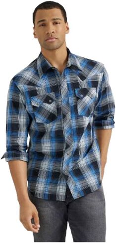 Wrangler Men's Retro® Modern Fit Long Sleeve Western Snap Shirt - Jet Navy in Saudi Arabia